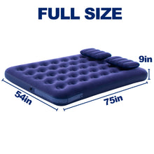 Load image into Gallery viewer, Honeydrill Full Size Inflatable Camping Mattress Flocking Air Bed with Two Pillows and Pump