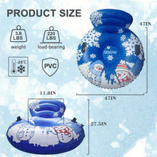 Load image into Gallery viewer, Honeydrill 47" Snow Tube Inflatable Snow Sled with Backrest, Heavy Duty PVC and Handles