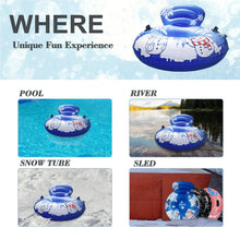 Load image into Gallery viewer, Honeydrill 47" Snow Tube Inflatable Snow Sled with Backrest, Heavy Duty PVC and Handles