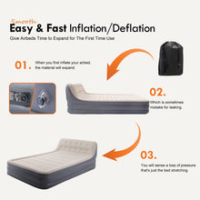 Load image into Gallery viewer, Air Mattress 18"  Queen Size with Headboard and Built-in Pump