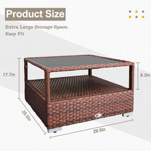 Load image into Gallery viewer, DIMAR GARDEN Outdoor Wicker Coffee Table with Glass top and Storage, Mixed Brown