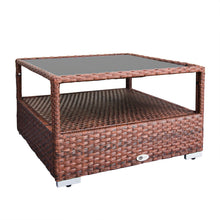 Load image into Gallery viewer, DIMAR GARDEN Outdoor Wicker Coffee Table with Glass top and Storage, Mixed Brown