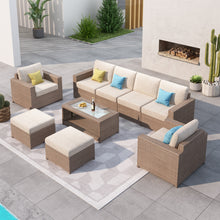 Load image into Gallery viewer, SICILY Fully Assembled Outdoor Wicker Sectional Sofa Set 04 - 9 PCS