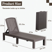 Load image into Gallery viewer, DIMAR GARDEN Patio Outdoor Chaise Lounge Resin Plastic Lounger Chair Adjustable Recliner, Mocha