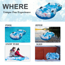 Load image into Gallery viewer, Honeydrill 47" 2 Seats Snow Tube Inflatable Snow Sled with Heavy Duty PVC and Handles
