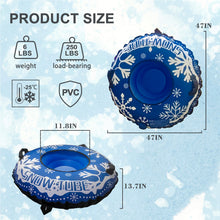 Load image into Gallery viewer, Honeydrill 47" Winter Snow Tube Heavy Duty Inflatable Snow Sled with Canvas Cover and 2 Handles
