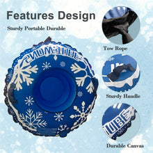 Load image into Gallery viewer, Honeydrill 47" Winter Snow Tube Heavy Duty Inflatable Snow Sled with Canvas Cover and 2 Handles
