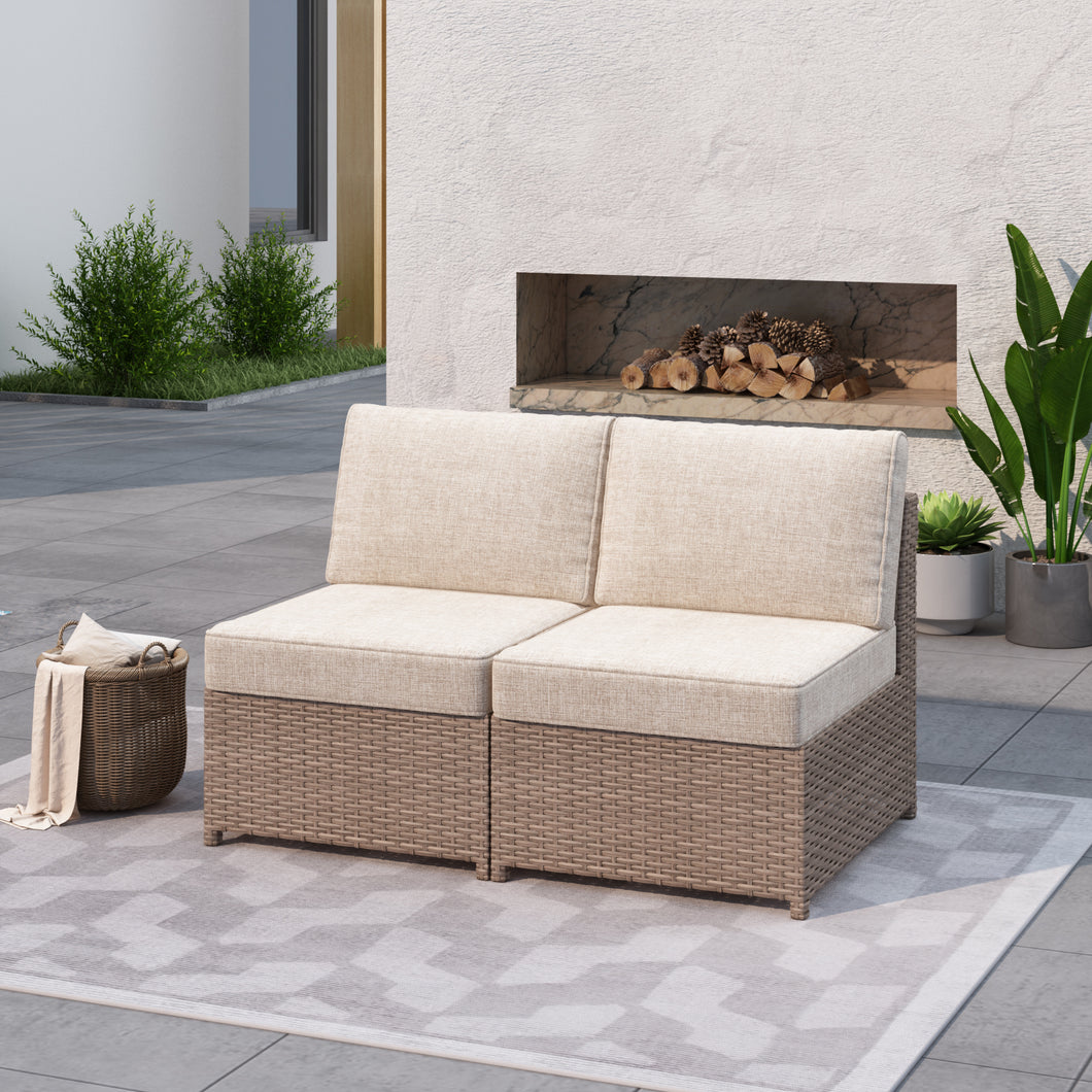 SICILY Fully Assembled Outdoor Wicker Sectional Sofa Component - Two Armless Sofa