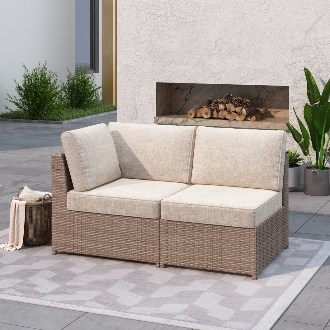 SICILY Fully Assembled Outdoor Wicker Sectional Sofa Component - Corner&Armless Sofa