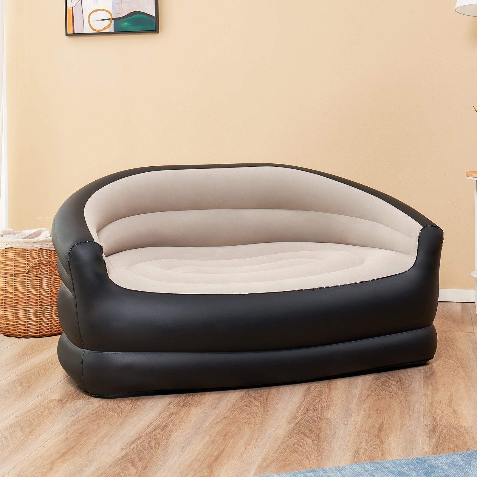 Plastic Inflatable Couch Honeydrill Inflatable Couch, Air Sofa, Black&Beige (No Pump Included ...